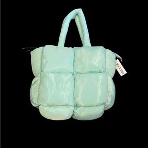 NWT KATYDID Quilted Puffer  Shoulder Tote Bag Double Handles Mint